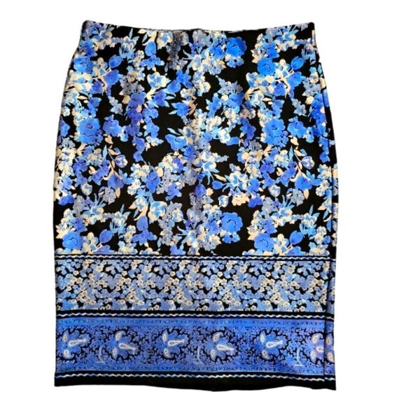 EC ECI METALIC FLORAL PENSIL SKIRT WITH ELASTIC WAIST SZ.XL - Picture 1 of 4